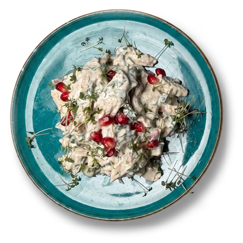 Katmis Salati — pulled chicken salad with radishes and herbs