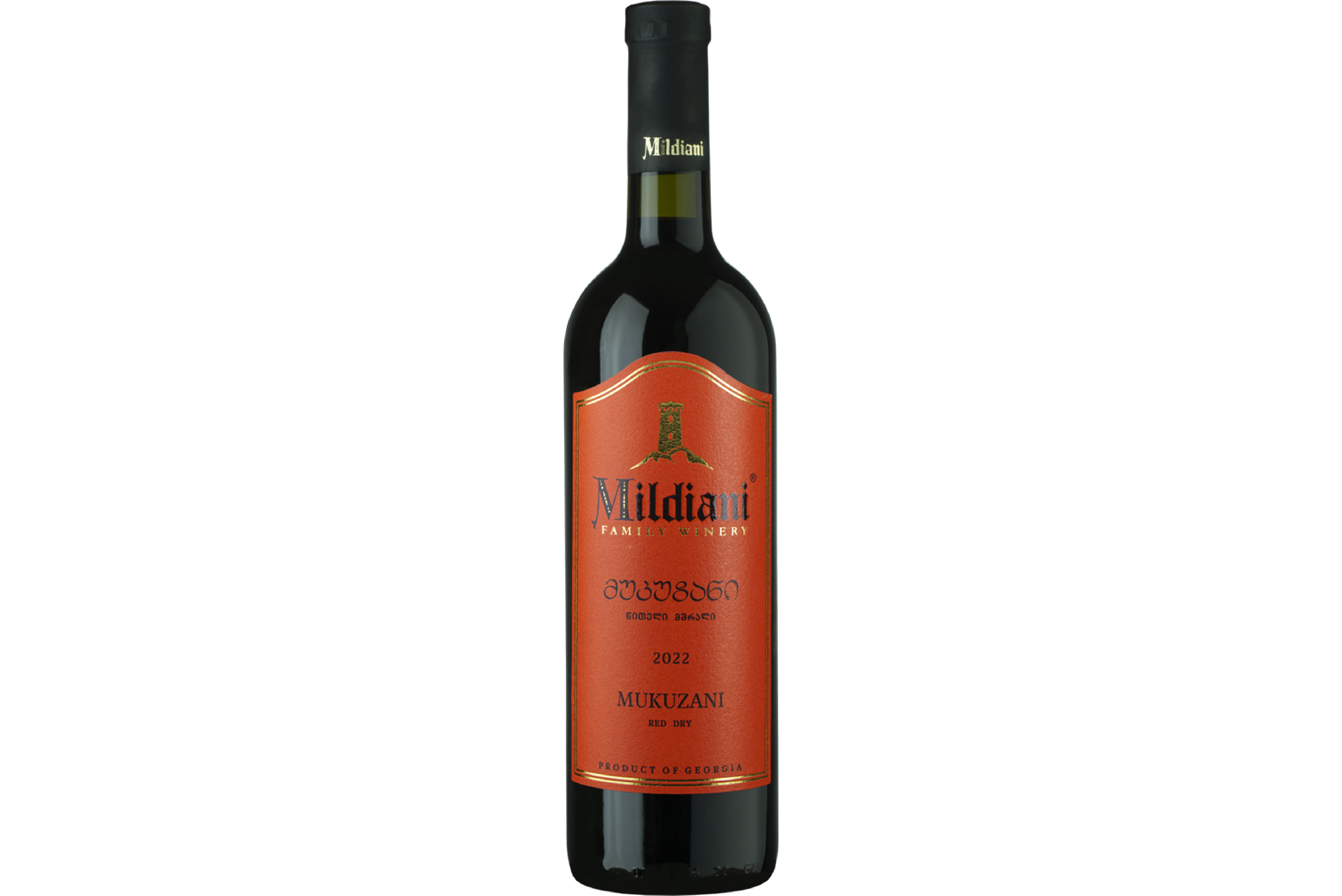 Mukuzani red wine bottle