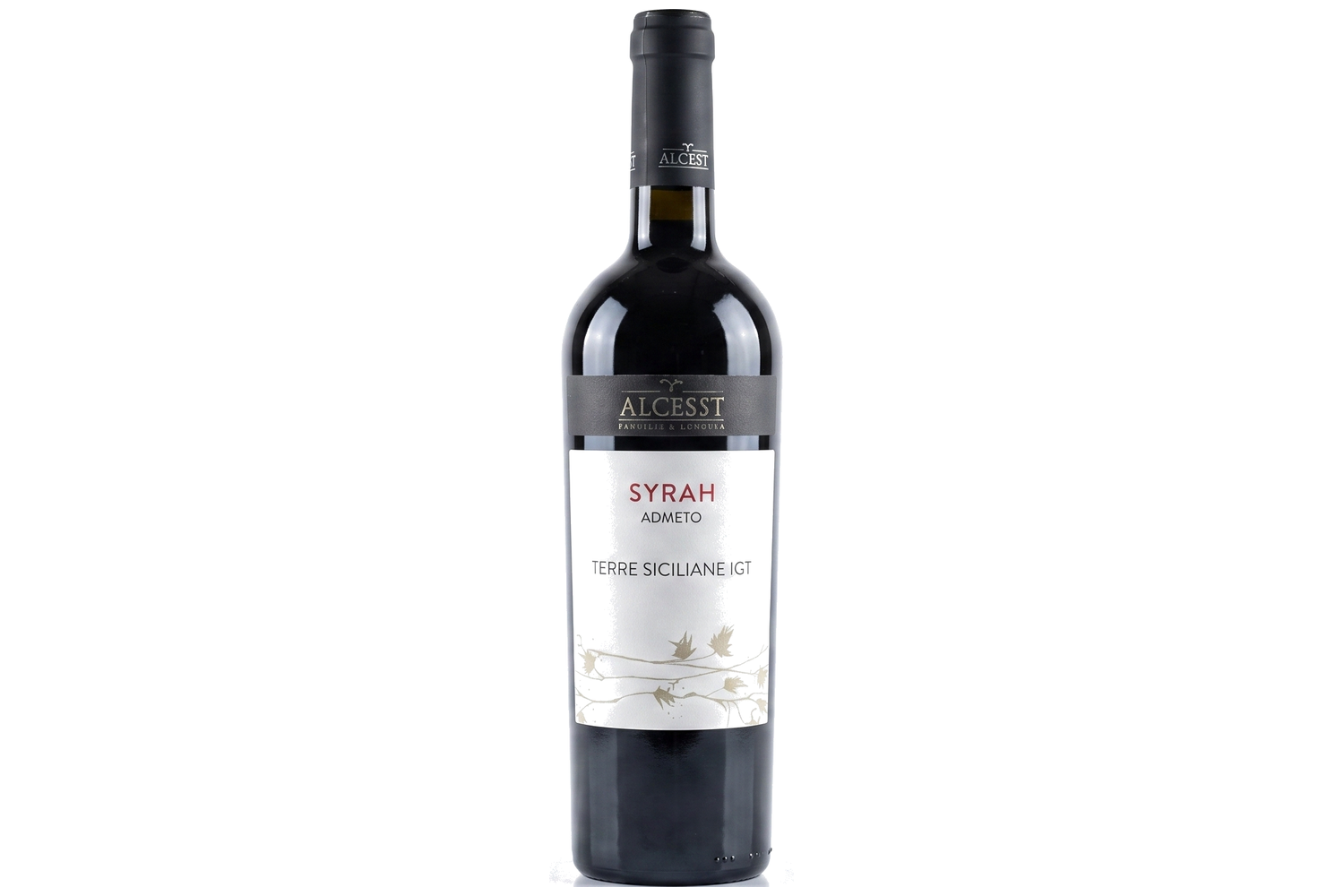 Syrah Alcesti red wine bottle